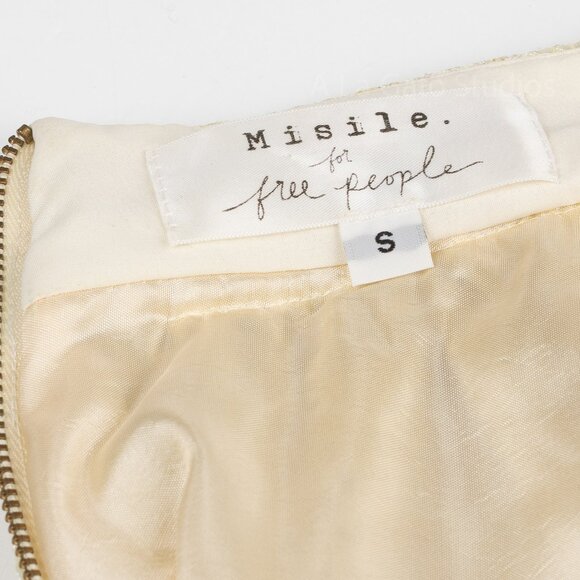 Misile for Free People Gold White Floral Lace Mini Skirt Small - Picture 6 of 7